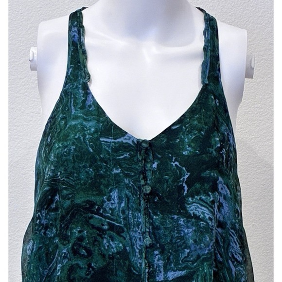 Madison Marcus 100% Silk Sheer Crotchet Racerback Fairy Mini Dress Size S Green - Picture 2 of 10